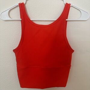Lululemon orange power pivot ribbed tank top size 4